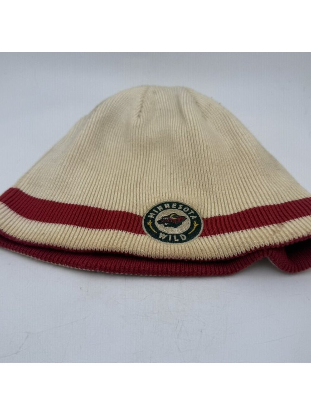 Minnesota Wild NHL Beanie Knit Hat One Size Fits All Cream Red Winter Cap
